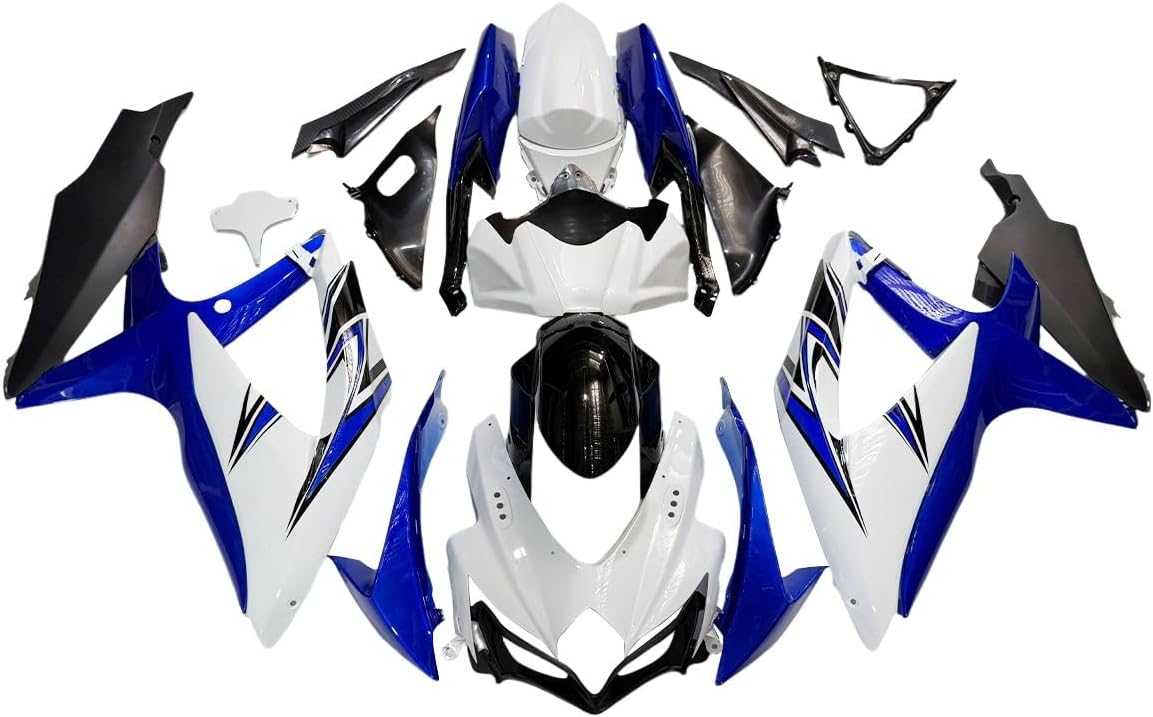 NT Fairing Fit for Suzuki 2008-2010 GSXR600/750 N108- White Blue | ABS Injection, US Stock