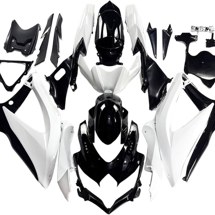 US STOCK NT Aftermarket Injection ABS Plastic Fairing Fit for GSXR 600/750 2008-2010 White Black N111 Available in CA