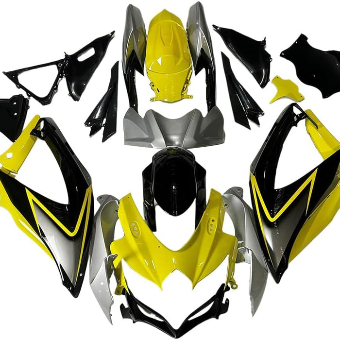 US STOCK NT Aftermarket Injection ABS Plastic Fairing Fit for GSXR 600/750 2008-2010 Yellow Silver Black N115 Available in CA