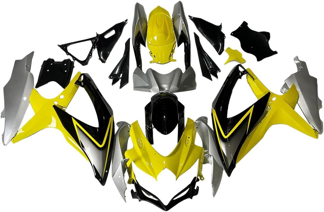 NT Fairing Fit for Suzuki 2008-2010 GSXR600/750 N115- Yellow Silver Black | ABS Injection, US Stock
