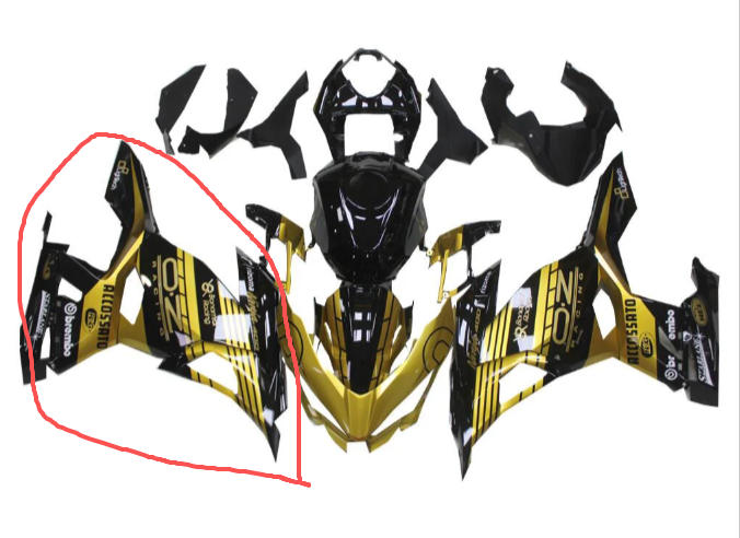 Right Side Fairing Kit for 2018-2023 EX400 Gold  Black  ABS Plastic Injection Bodywork N032