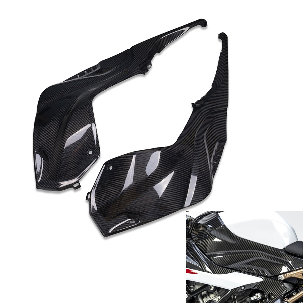 NT FAIRING Real 3K Carbon Fiber Tank Side Panels for BMW 2019-2023 S1000RR, Glossy 2x2 Twill Weave