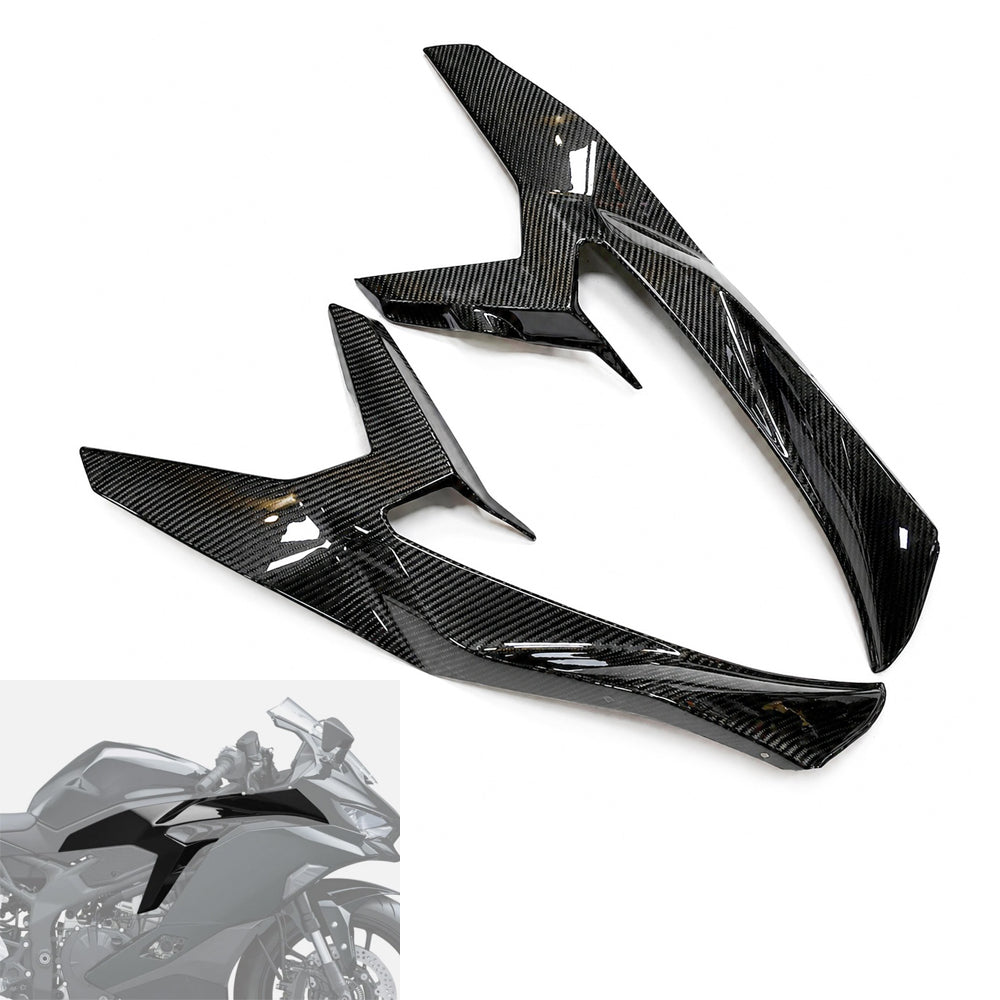 NT FAIRING Real 3K Carbon Fiber Tank Side Panel for Kawasaki Ninja 2023-2026 ZX4R ZX4RR ZX25R, Glossy 2x2 Twill Weave