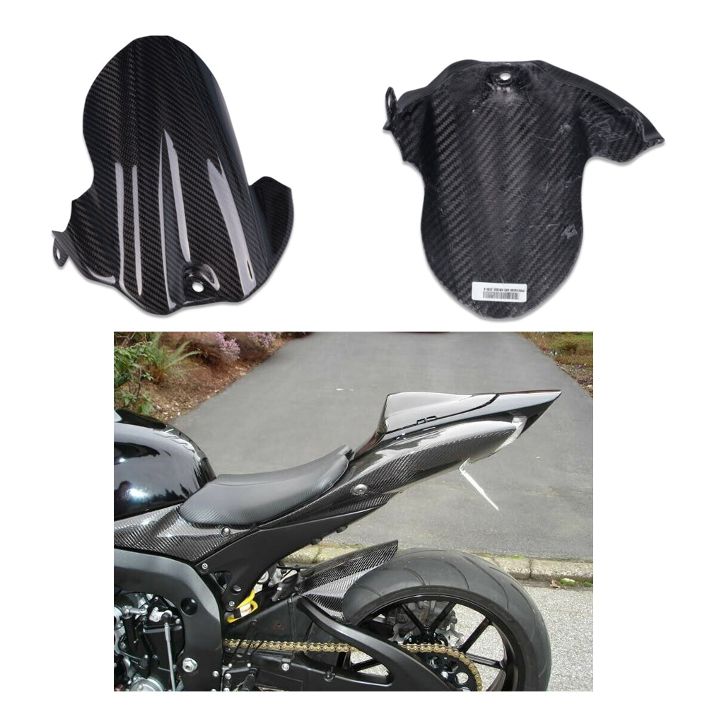 NT FAIRING Real 3K Carbon Fiber Rear Hugger Mud Guard Fender for Suzuki 2006-2010 GSXR 600/750, Glossy 2x2 Twill Weave