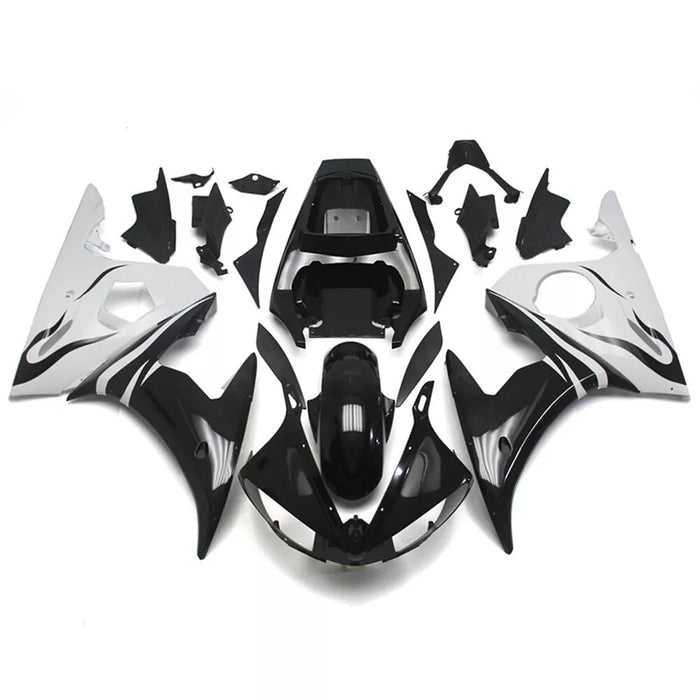 NT Aftermarket Injection ABS Plastic Fairing Fit for 2003-2005 YZF R6 & 06-09 R6S White Black N071