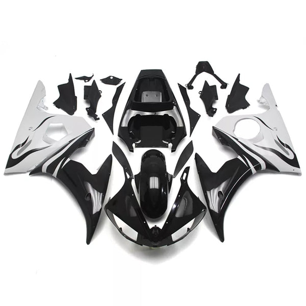 NT Aftermarket Injection ABS Plastic Fairing Fit for 2003-2005 YZF R6 & 06-09 R6S White Black N071