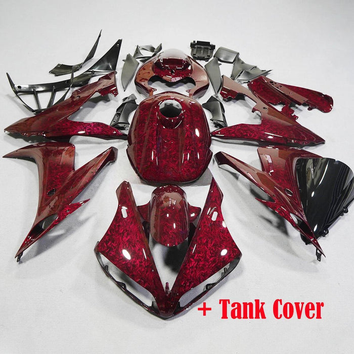 US STOCK NT Injection Molded Fairing Fit for Yamaha YZF R1 2004-2006 Red Forged Carbon Fiber Look S03 Available in CA