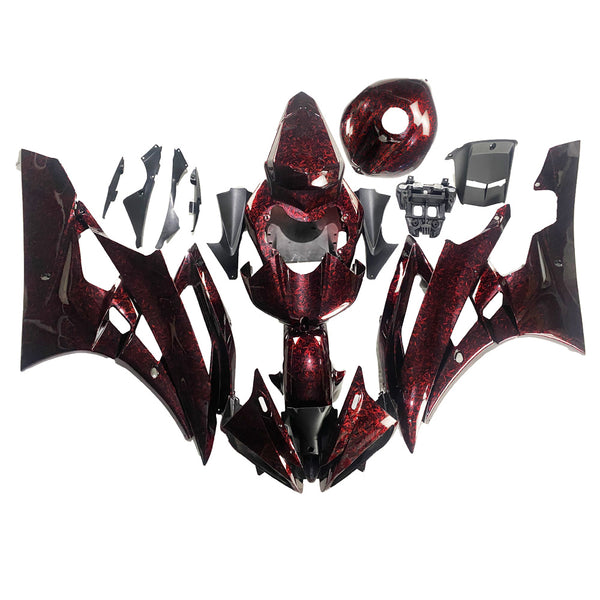 US STOCK NT Aftermarket Injection ABS Plastic Fairing Fit for YZF R6 2006-2007 Red Forged Carbon Fiber Look S05 Available in CA