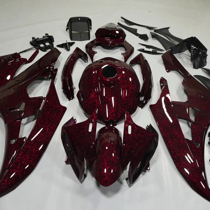 NT Aftermarket Injection ABS Plastic Fairing Fit for YZF R6 2006-2007 Red Forged Carbon Fiber Look S05