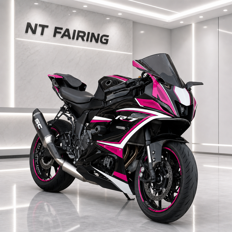 NT Fairing Fit for Yamaha 2022-2025 YZF-R7 N039- Black Pink | ABS Injection, US Stock