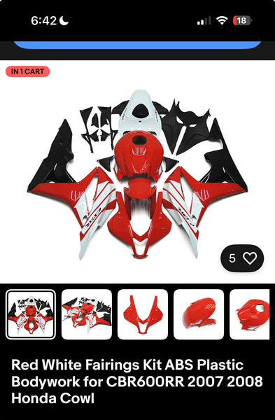 MSA Injection Mold Fairing Kit Fit for Honda 2007-2008 CBR600RR Bodywork White Red