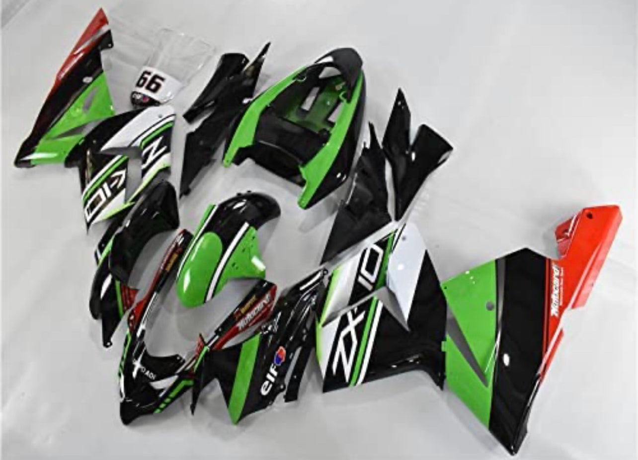 NT Fairing Fit for Kawasaki 2004-2005 ZX-10R N047- Black White Green | ABS Injection