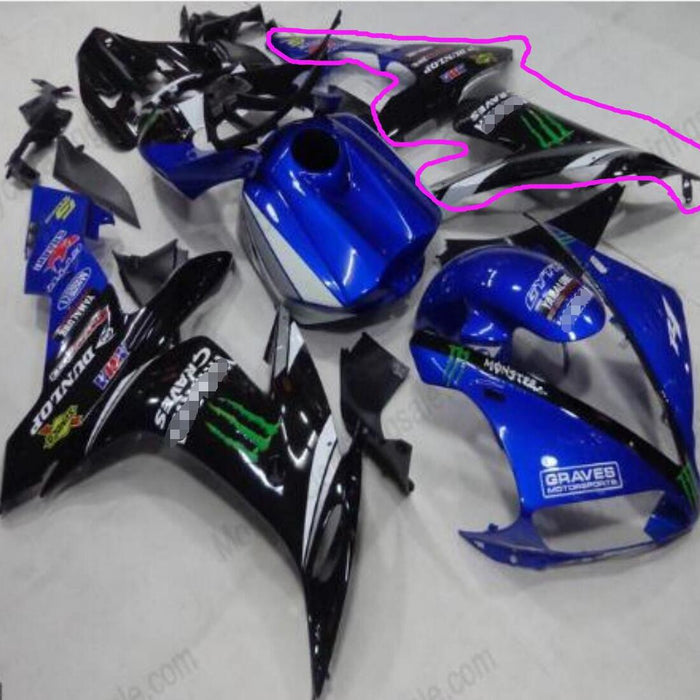 NT Aftermarket Injection ABS Plastic Left Side Fairing Fit for YZF R1 2004-2006 Black Blue