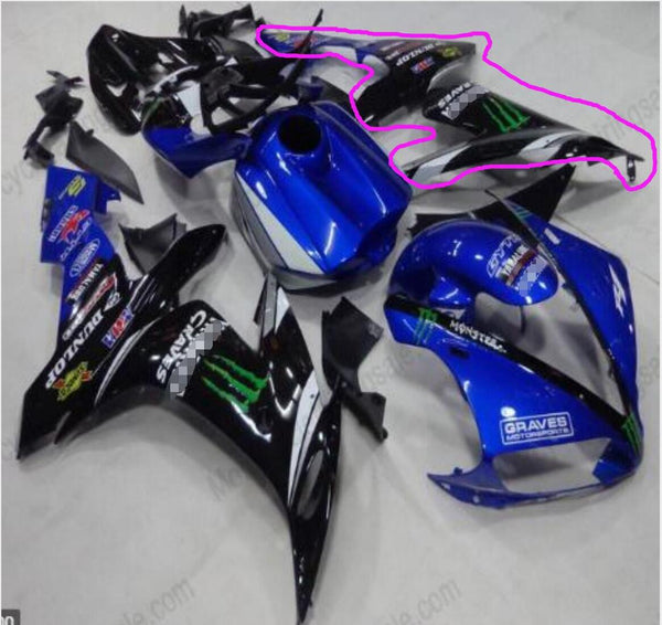 NT Aftermarket Injection ABS Plastic Left Side Fairing Fit for YZF R1 2004-2006 Black Blue