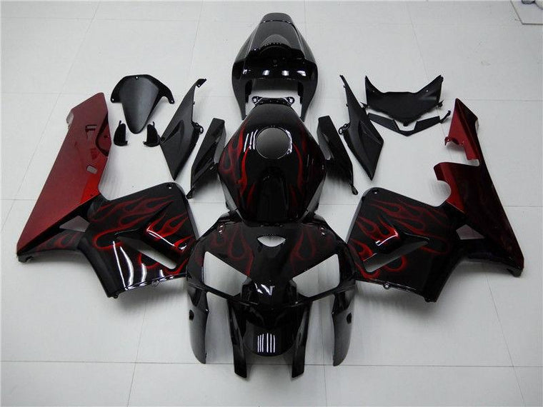 NT Fairing Fit for Honda 2005-2006 CBR600RR N064- Red Flame Black | ABS Injection