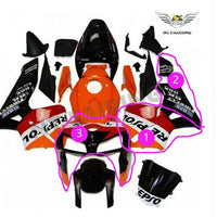 NT Aftermarket Injection ABS Plastic Left Side Fairing and Front Fairing Fit for CBR600RR 2005-2006