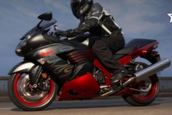 NT Aftermarket Injection ABS Plastic Fairing Fit for ZX14R 2006-2011 Black Red Silver Flames N0001