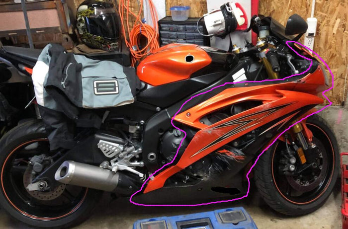 Aftermarket Right Side Front Fairing And Right Side Fairing Fit for Yamaha YZF R6 2008-2016 Orange Black