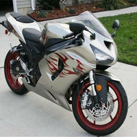 NT Silver Red Flames Fairing Fit for 2005 2006 ZX6R 636 ABS Bodywork Kit e024A