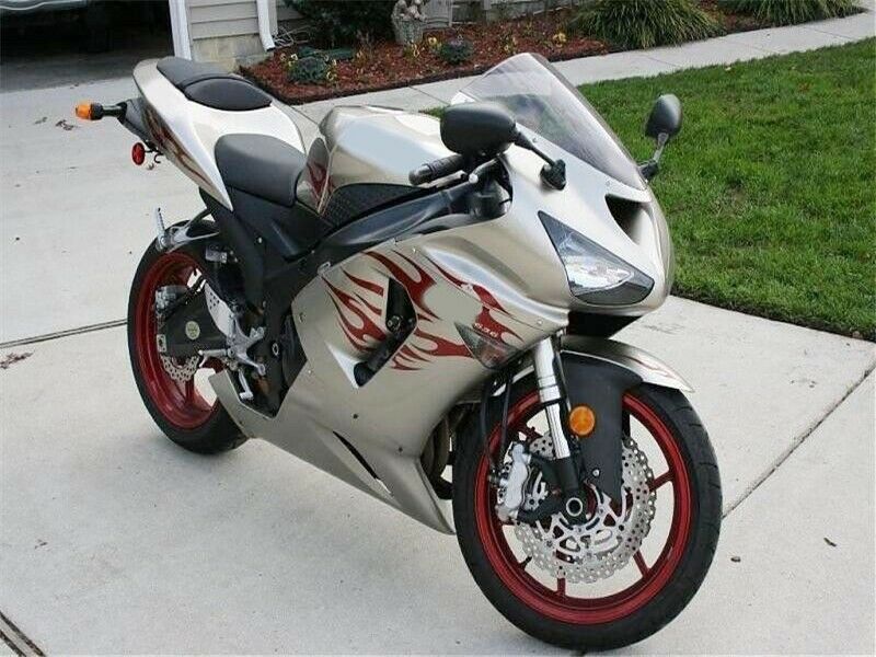 NT Fairing Fit for Kawasaki 2005-2006 ZX-6R E024A- Silver Red Flames | ABS Injection
