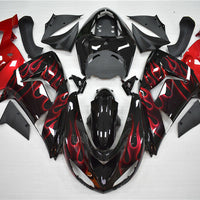 MSA Fit for  Ninja 2006-2007 ZX10R Red Flame Injection Fairing ABS a008