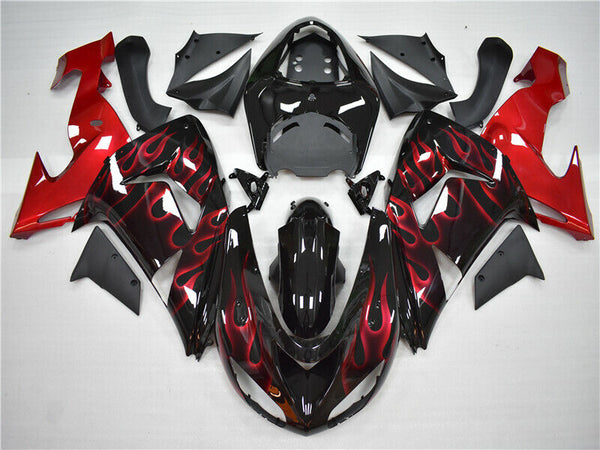 MSA Fit for  Ninja 2006-2007 ZX10R Red Flame Injection Fairing ABS a008