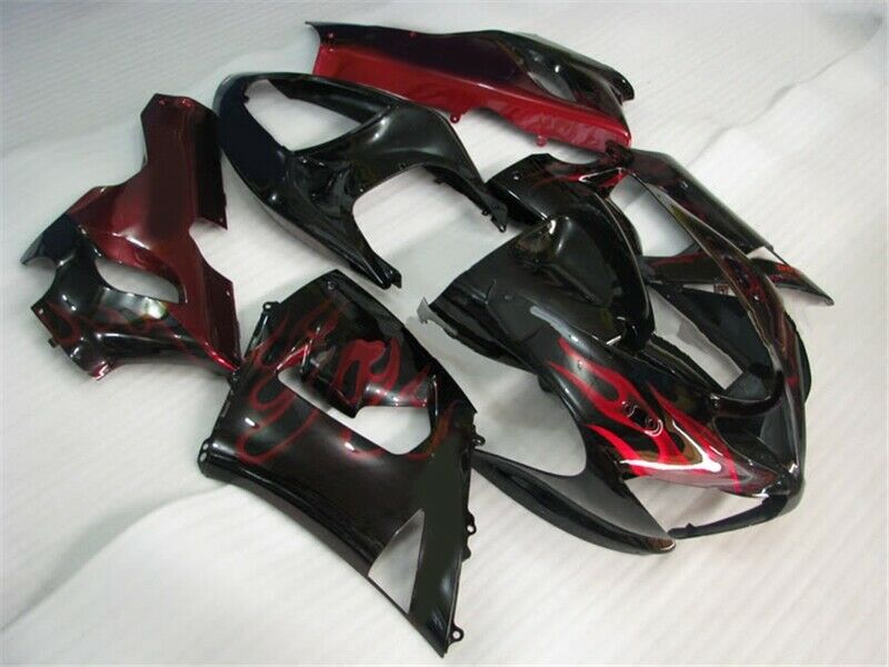 NT Fairing Fit for Kawasaki 2005-2006 ZX-6R E09A- Red Black Flames | ABS Injection
