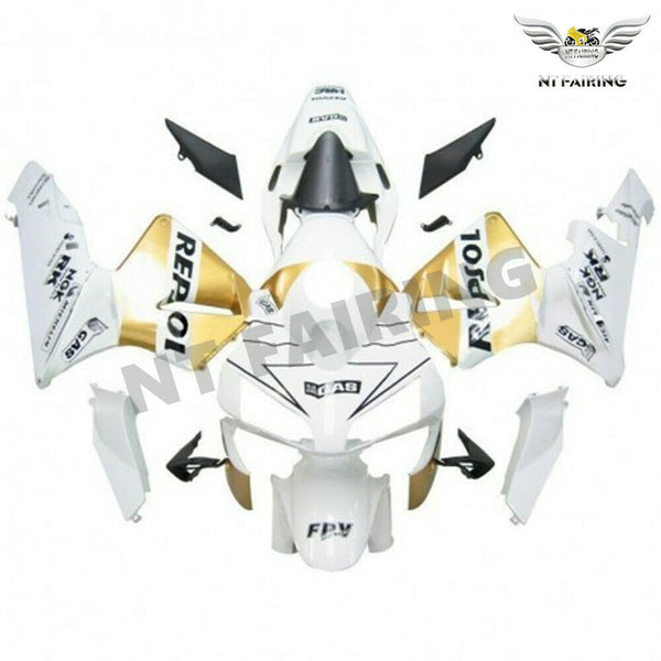 US STOCK NT Injection Mold White Gold Fairing Fit for Honda 2003-2004 CBR600RR N026 Available in CA