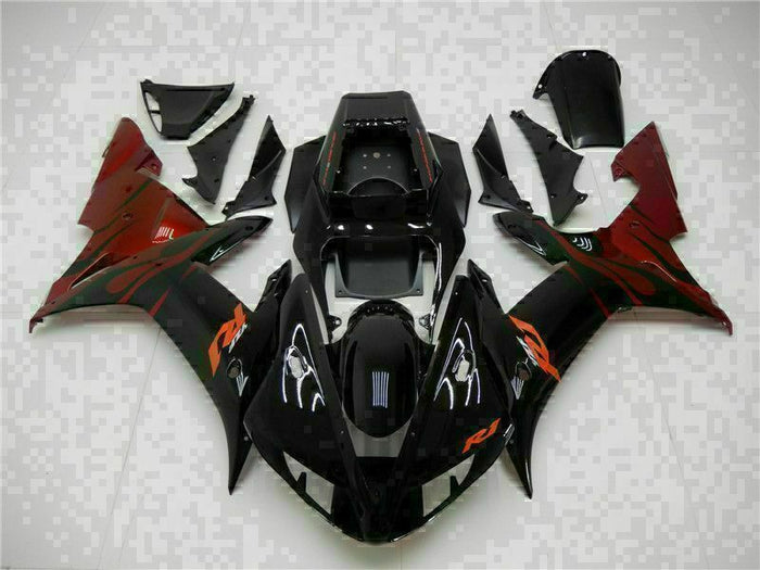 MSB Injection Mold Kit Black Red Fairing Fit for Yamaha 2002-2003 YZF R1 g001-02
