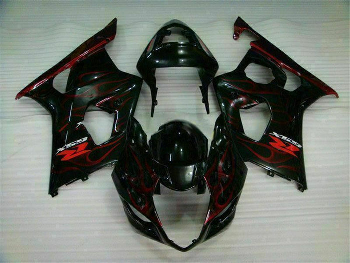 MS Injection New Red Flame Set Fairing Fit for  2003-2004 GSXR 1000 q038