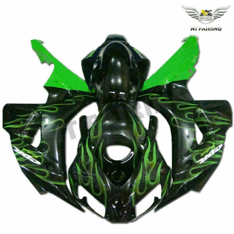 NT Fairing Fit for Honda 2006-2007 CBR1000RR U025- Green Flame Black | ABS Injection