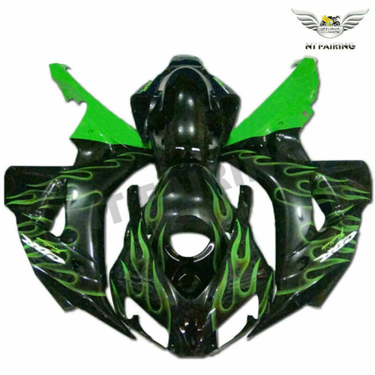 NT Fairing Fit for Honda 2006-2007 CBR1000RR U025- Green Flame Black | ABS Injection