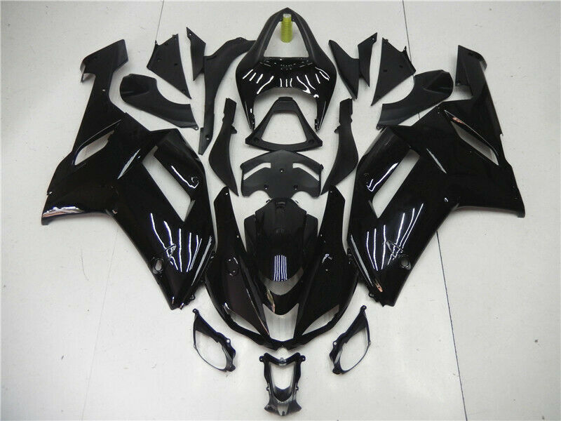 NT Fairing Fit for Kawasaki 2007-2008 ZX-6R- Glossy Black N 0q B | ABS Injection