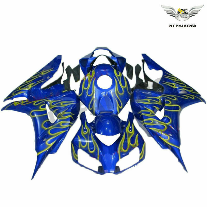 NT Fairing Fit for Honda 2006-2007 CBR1000RR U079- Yellow Flame Blue | ABS Injection