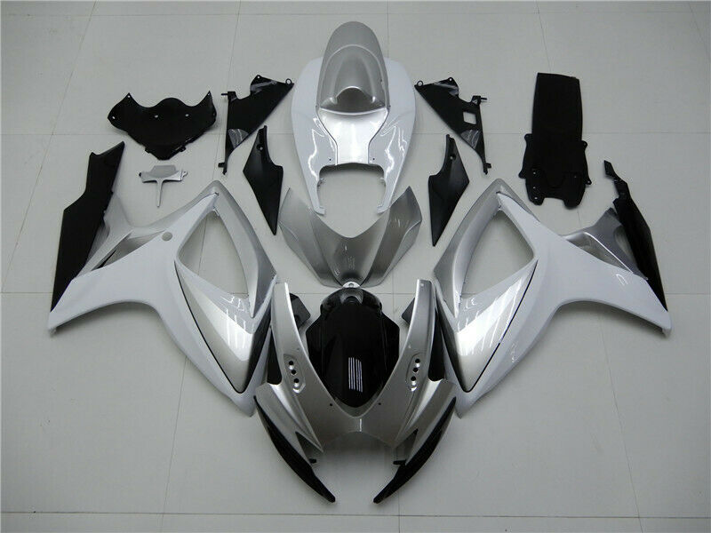 NT Fairing Fit for Suzuki 2006-2007 GSXR600/750 N039- Silver White Black | ABS Injection