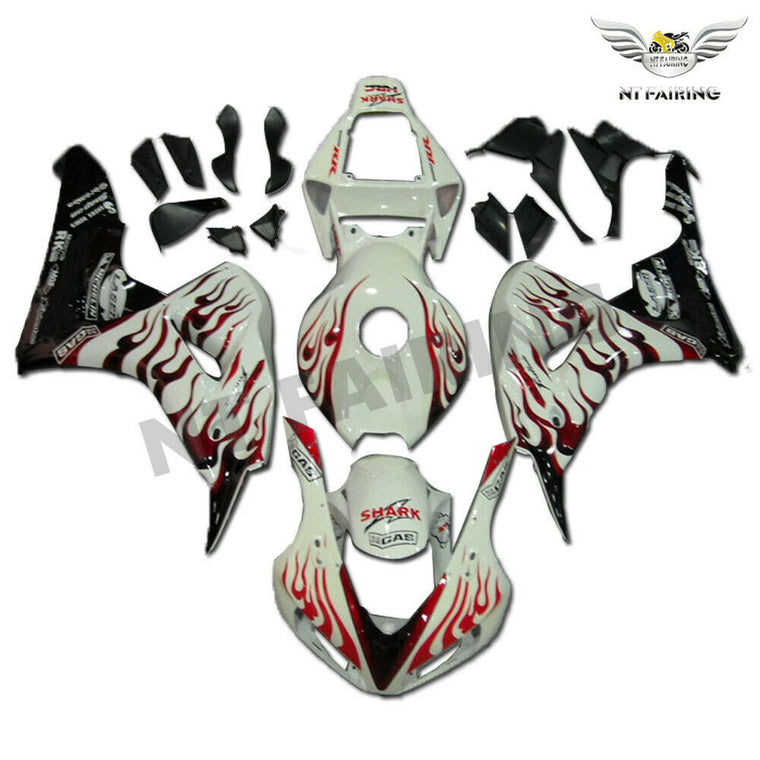 NT Fairing Fit for Honda 2006-2007 CBR1000RR L021- Red Flame White | ABS Injection