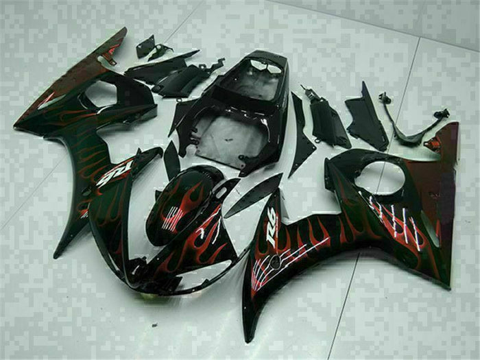 MS Injection Red Flame Fairing Fit for Yamaha YZF 2003-2005 R6 & 06-09 R6S g014