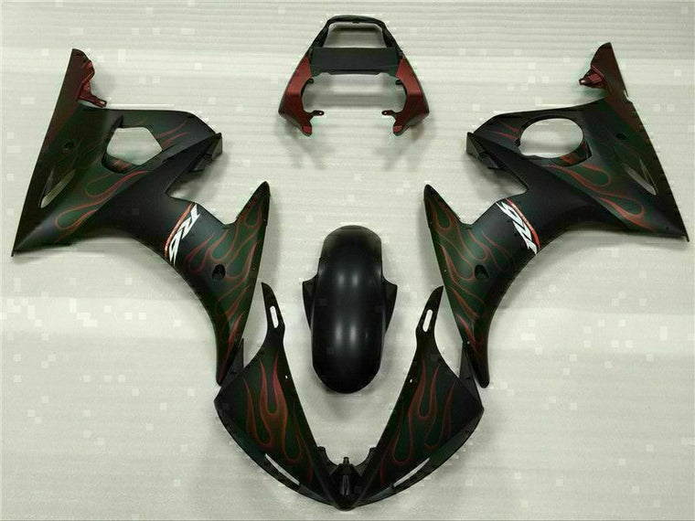 NT Fairing Fit for Yamaha 2003-2009 YZF-R6/YZF-R6S G016- Red Flame Black | ABS Injection