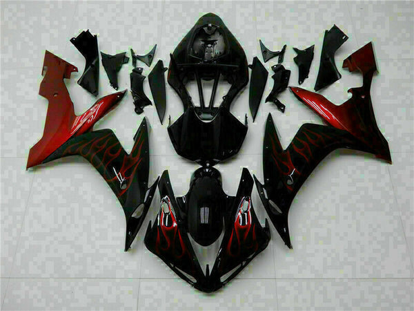 MSB Injection Kit Red Flame Plastic Fairing Fit for Yamaha 2004-2006 YZF R1 j006