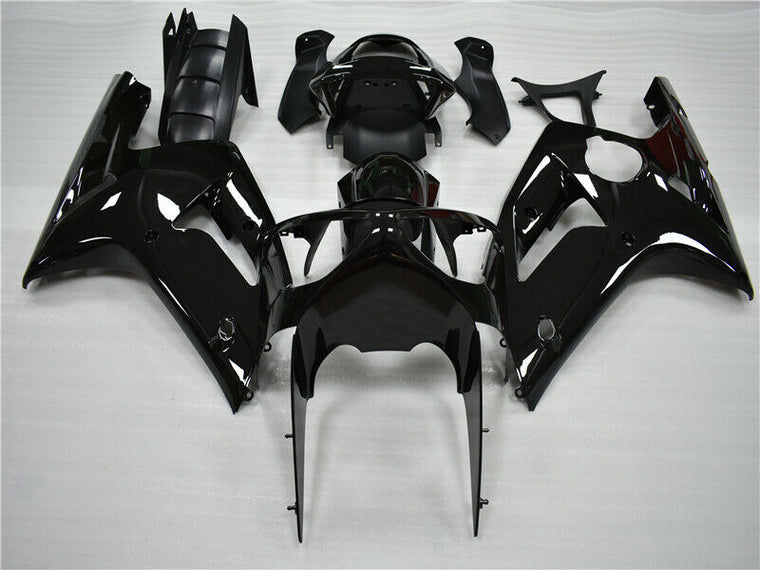 US STOCK NT Aftermarket Injection ABS Plastic Fairing Fit for ZX6R 636 2003-2004 Glossy Black N008 Available in CA