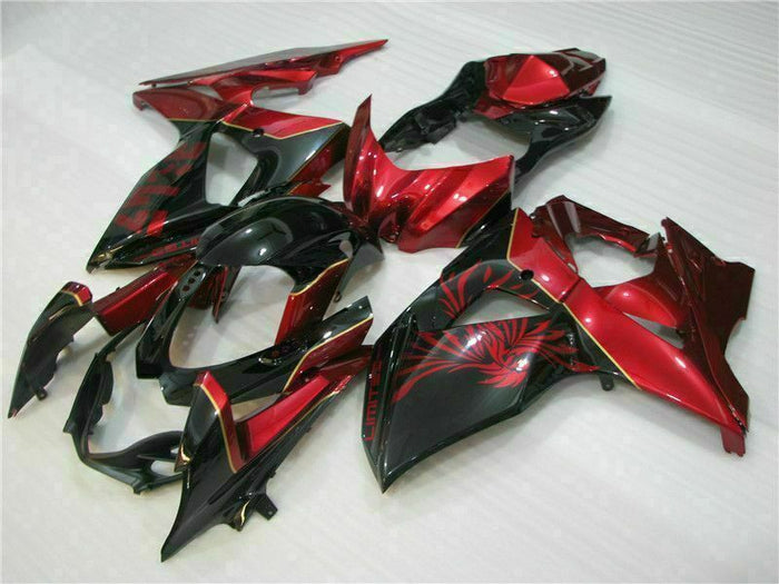 MS Injection Red Flame Black Fairing Kit Fit for  2009-2016 GSXR 1000 p005
