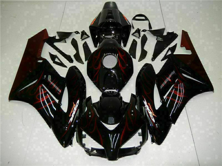 NT Fairing Fit for Honda 2004-2005 CBR1000RR U0124- Red Flame Black | ABS Injection