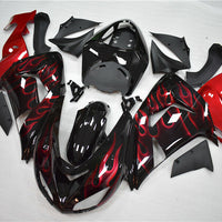 MSA Fit for  Ninja 2006-2007 ZX10R Red Flame Injection Fairing ABS a008