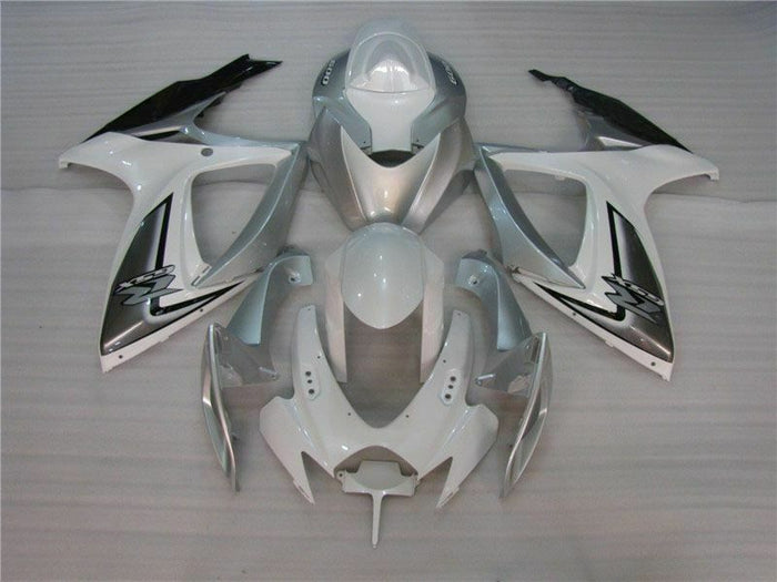MSB Injection White Silver Fairing Fit for  2006 2007 GSXR 600 750 v085