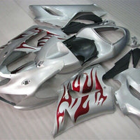 NT Silver Red Flames Fairing Fit for 2005 2006 ZX6R 636 ABS Bodywork Kit e024A