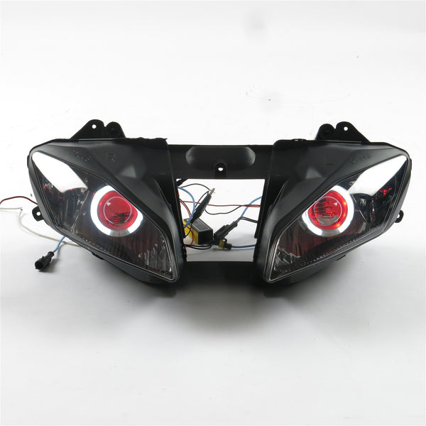 Front Motorcycle Headlight HALO Red Angel Eye Fit Yamaha 2008-2016 YZF R6