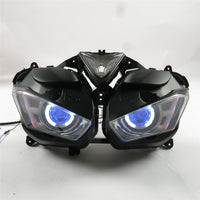 Front Motorcycle Headlight HALO Blue Angel Eye Fit Yamaha 2014-2018 YZF R25 R3
