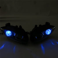 Front Motorcycle Headlight HALO Blue Angel Eye Fit Yamaha 2004-2006 YZF R1