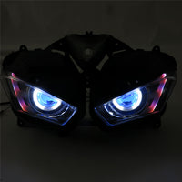 Front Motorcycle Headlight HALO Blue Angel Eye Fit Yamaha 2014-2018 YZF R25 R3
