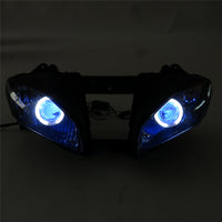 Front Motorcycle Headlight HALO Blue Angel Eye Fit Yamaha 2008-2016 YZF R6